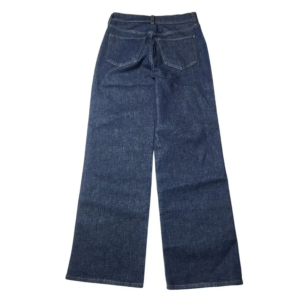 J. Crew Full Length Slim Wide Leg Trouser Jeans Patch Pocket Dark Rinse Wash 26 - Picture 4 of 11